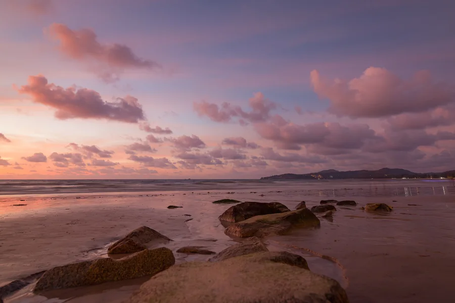 Low tide at sunset — Bang Tao Beach, Phuket · The Title Cocoon